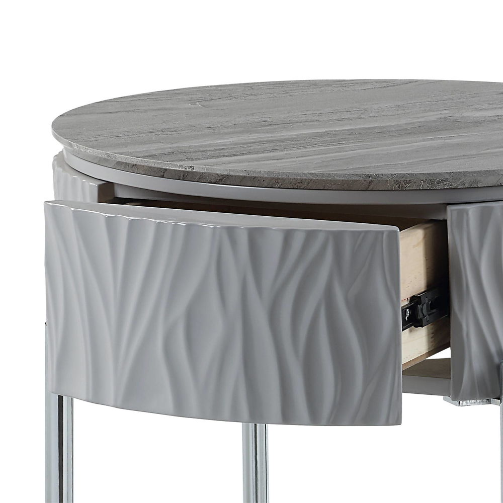 Yukino - End Table - Gray High Gloss & Chrome - Urban Living Furniture (Los Angeles, CA)