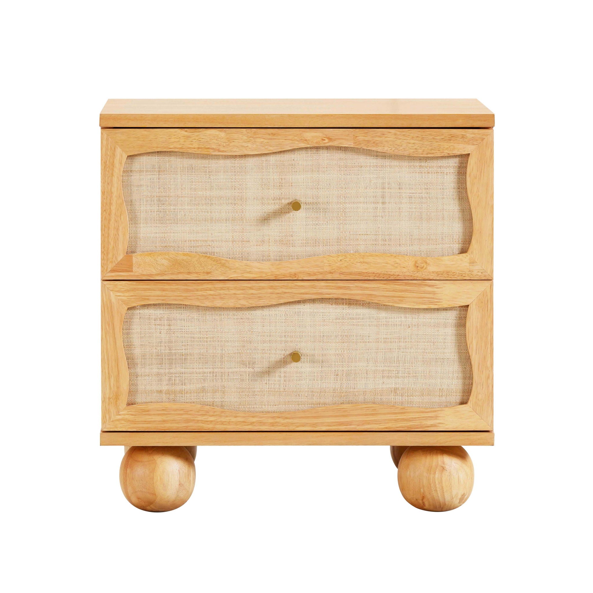 Grappa - Wood & Rattan Wavy Nightstand - Natural - Urban Living Furniture (Los Angeles, CA)