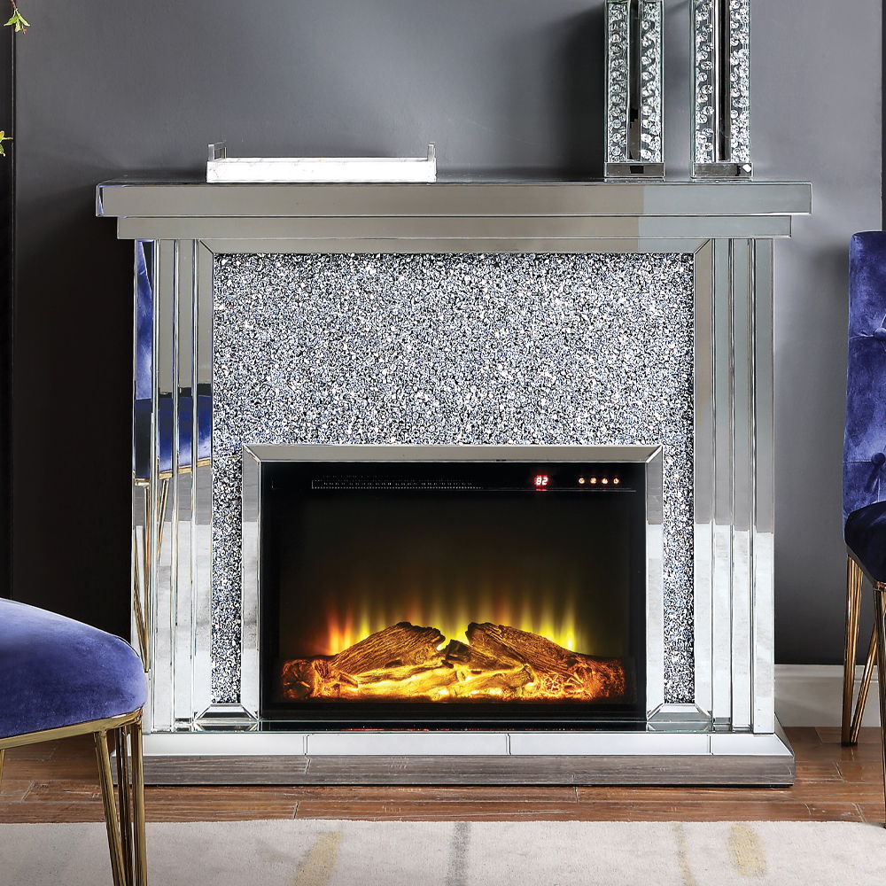 Noralie - 40" Fireplace - Mirrored & Faux Diamonds - Urban Living Furniture (Los Angeles, CA)