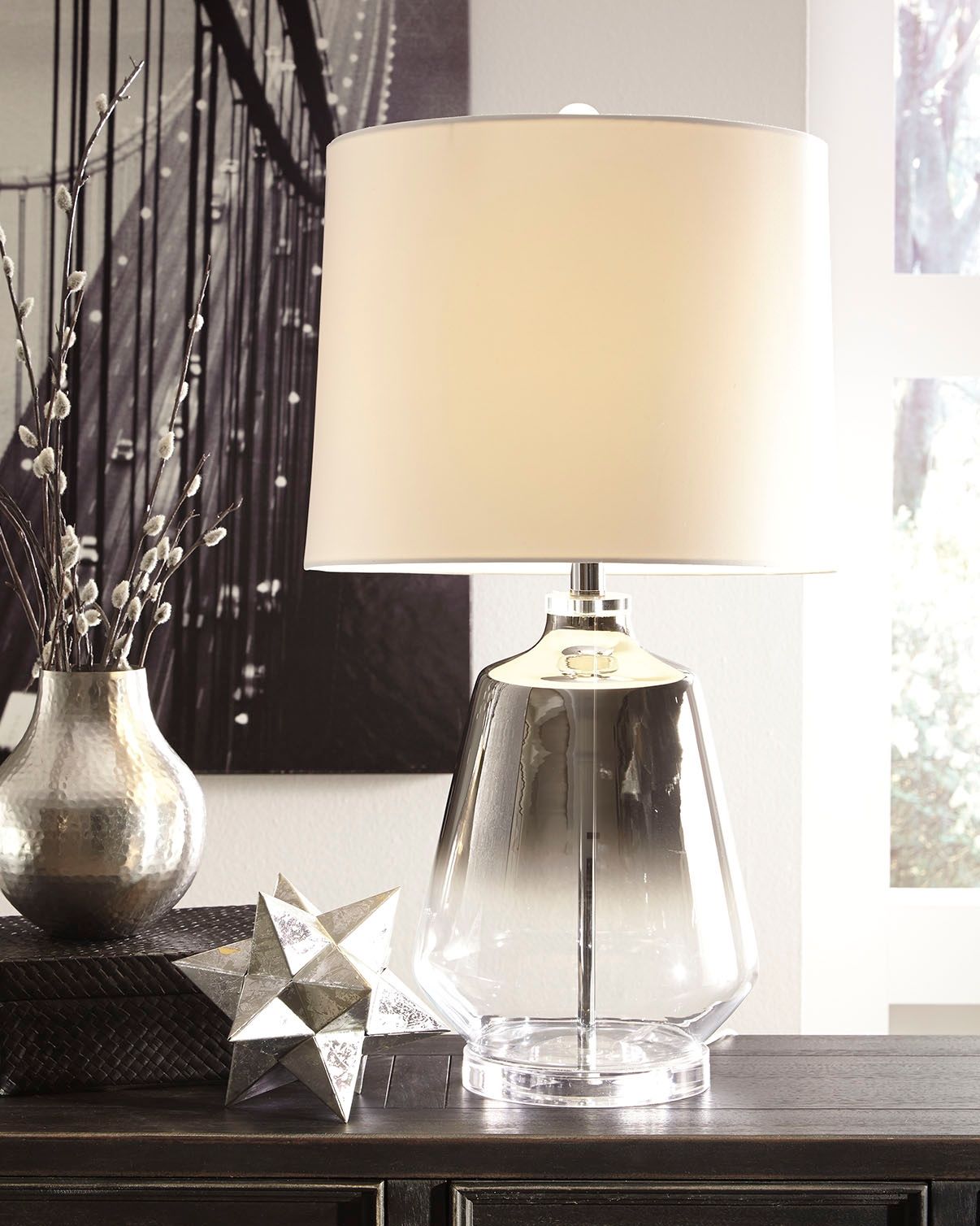 Jaslyn - Pearl Silver Finish - Glass Table Lamp - Urban Living Furniture (Los Angeles, CA)