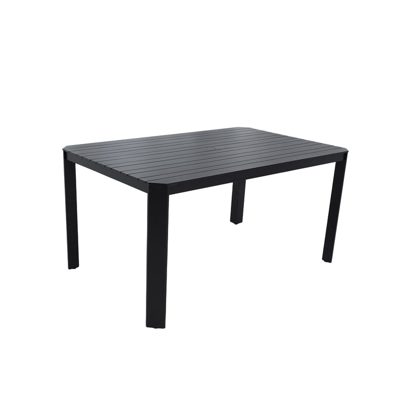 Modern Outdoor Table With Alternating Wide And Narrow Slats, Angled Corners, 2" Big Umbrella Hole, And Adjustable Non Slip Pads - Bourbon Brown