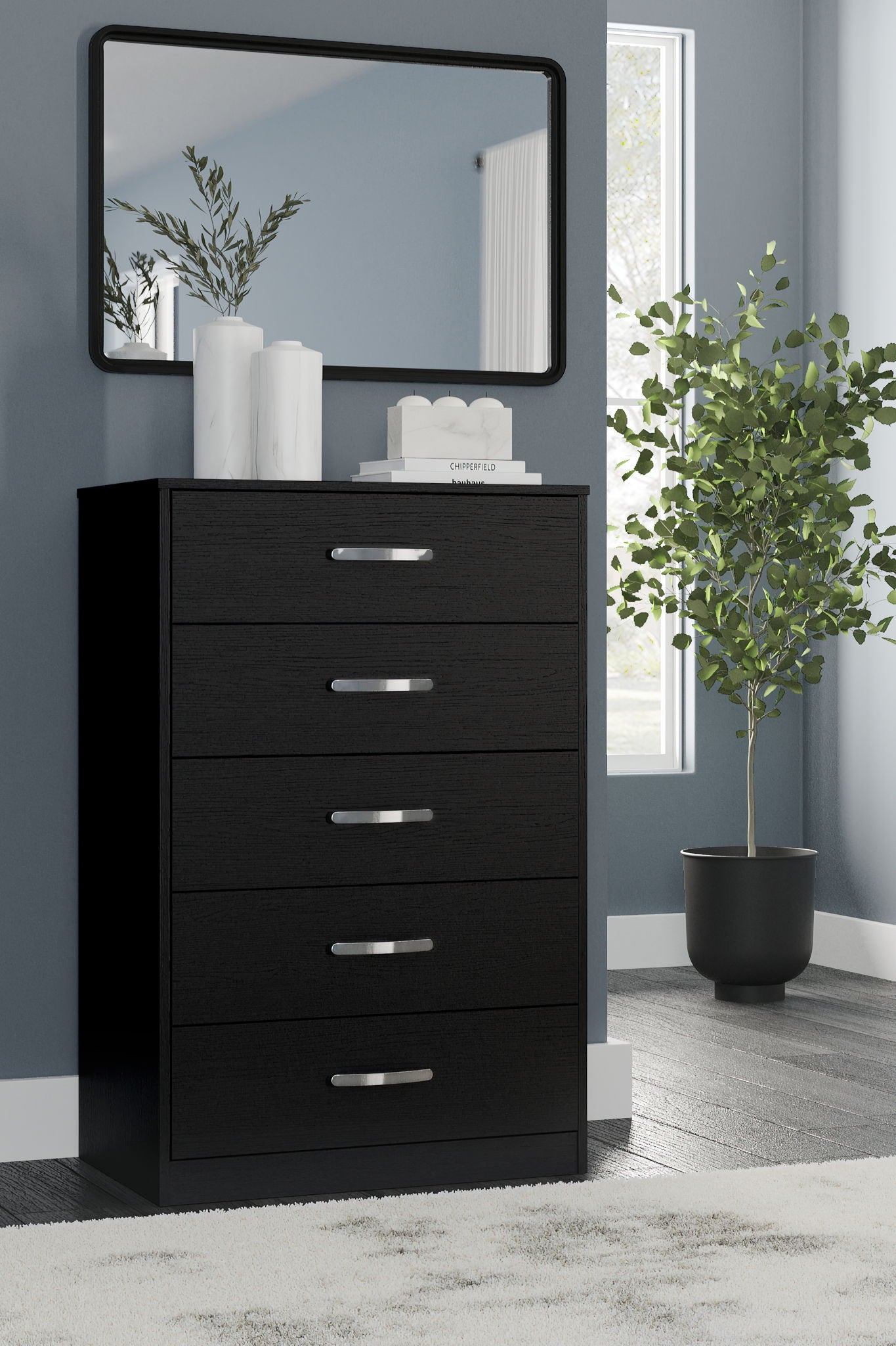 Finch - Black - Five Drawer Chest - 46" Height - Urban Living Furniture (Los Angeles, CA)