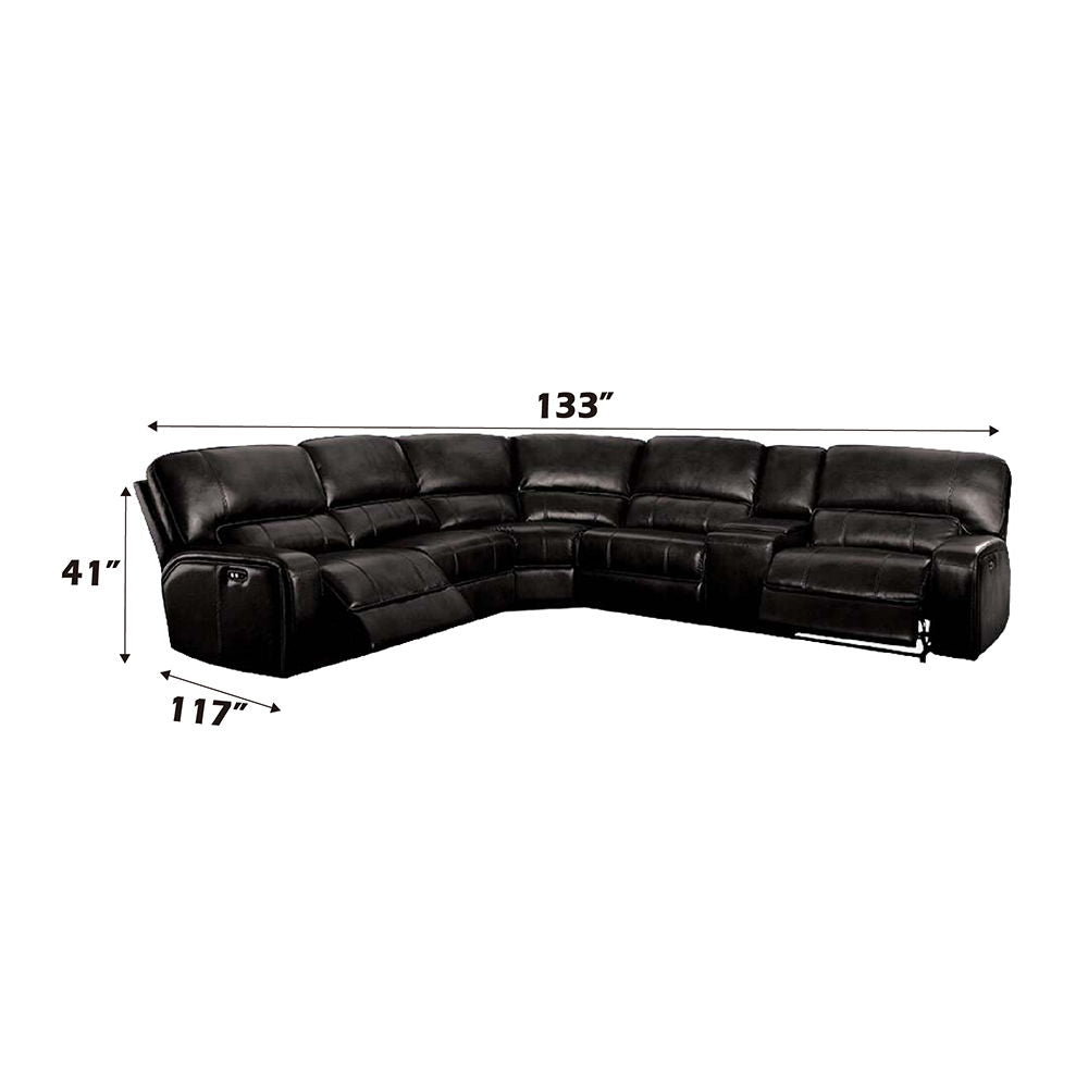 Saul - Power Motion Sectional Sofa - Black Leather-Aire - Urban Living Furniture (Los Angeles, CA)