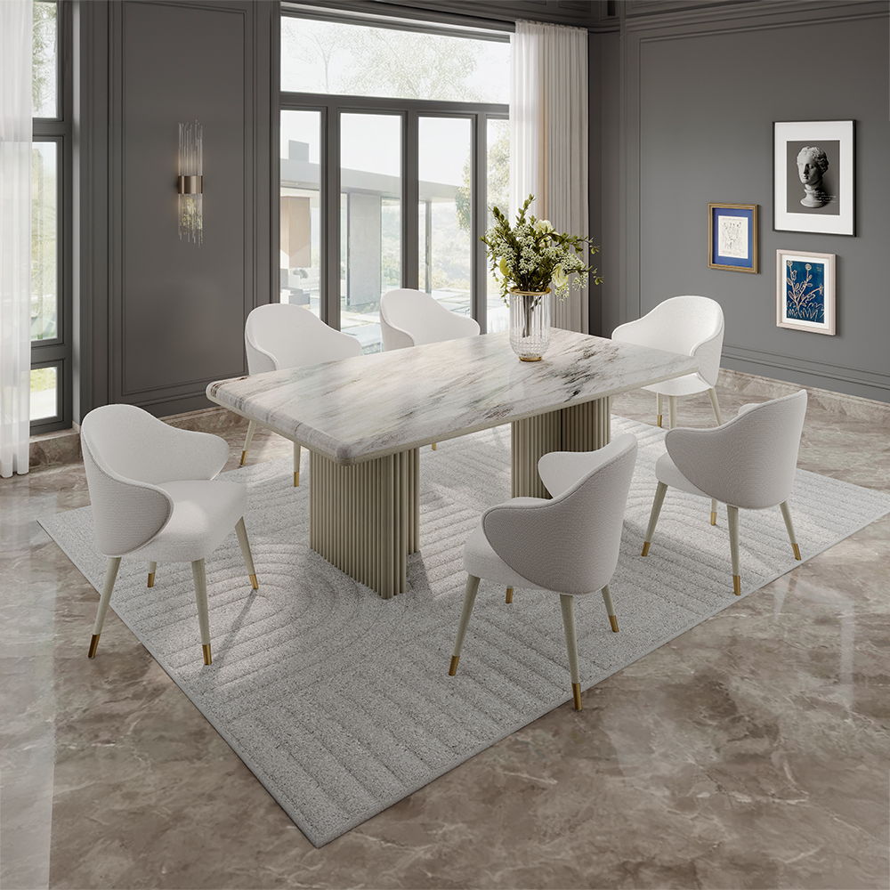 Charity - Dining Table - Natural Marble Top & Gray Oak - Urban Living Furniture (Los Angeles, CA)