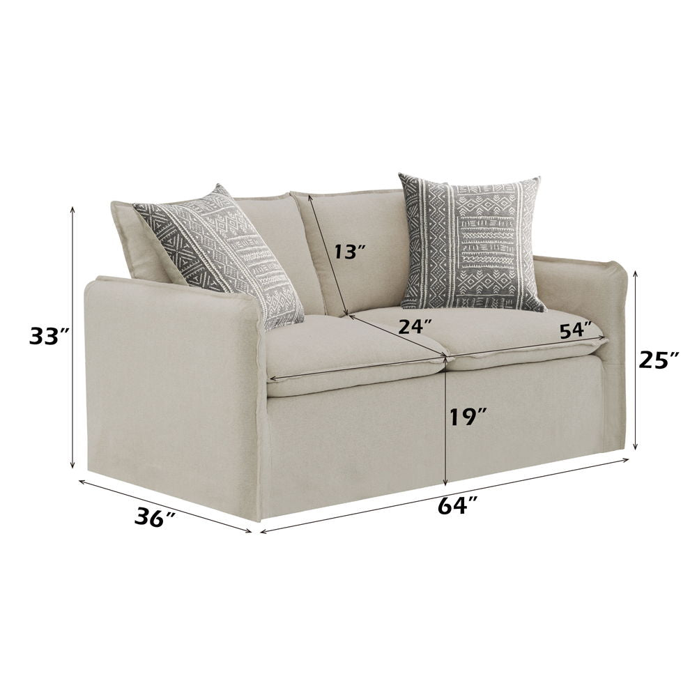 Upendo - Loveseat With 2 Pillows - Beige Linen - Urban Living Furniture (Los Angeles, CA)