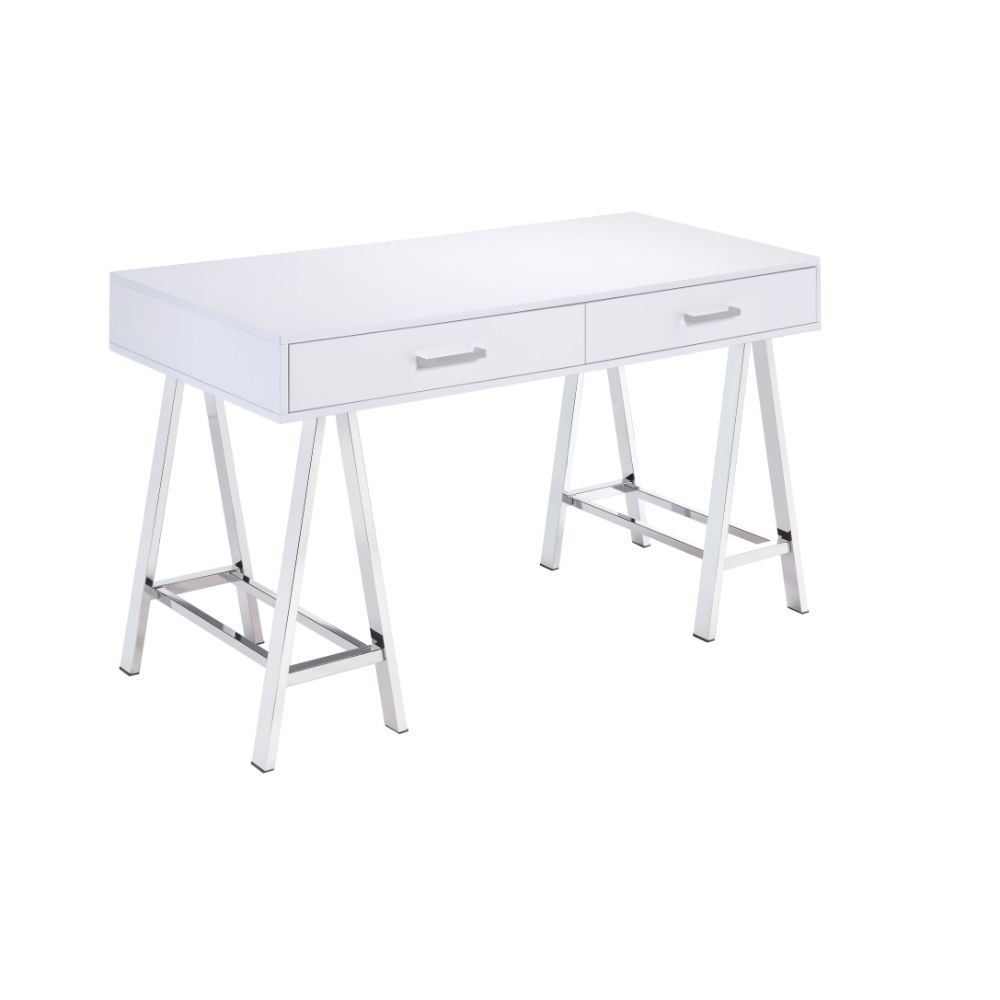 Coleen - Desk - White High Gloss & Chrome - Urban Living Furniture (Los Angeles, CA)