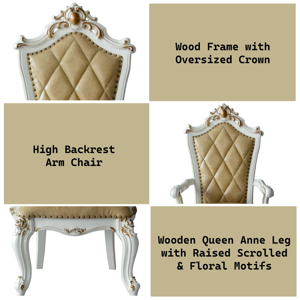 Picardy - Arm Chair (Set of 2) - Butterscotch Synthetic Leather & Antique Pearl - Urban Living Furniture (Los Angeles, CA)