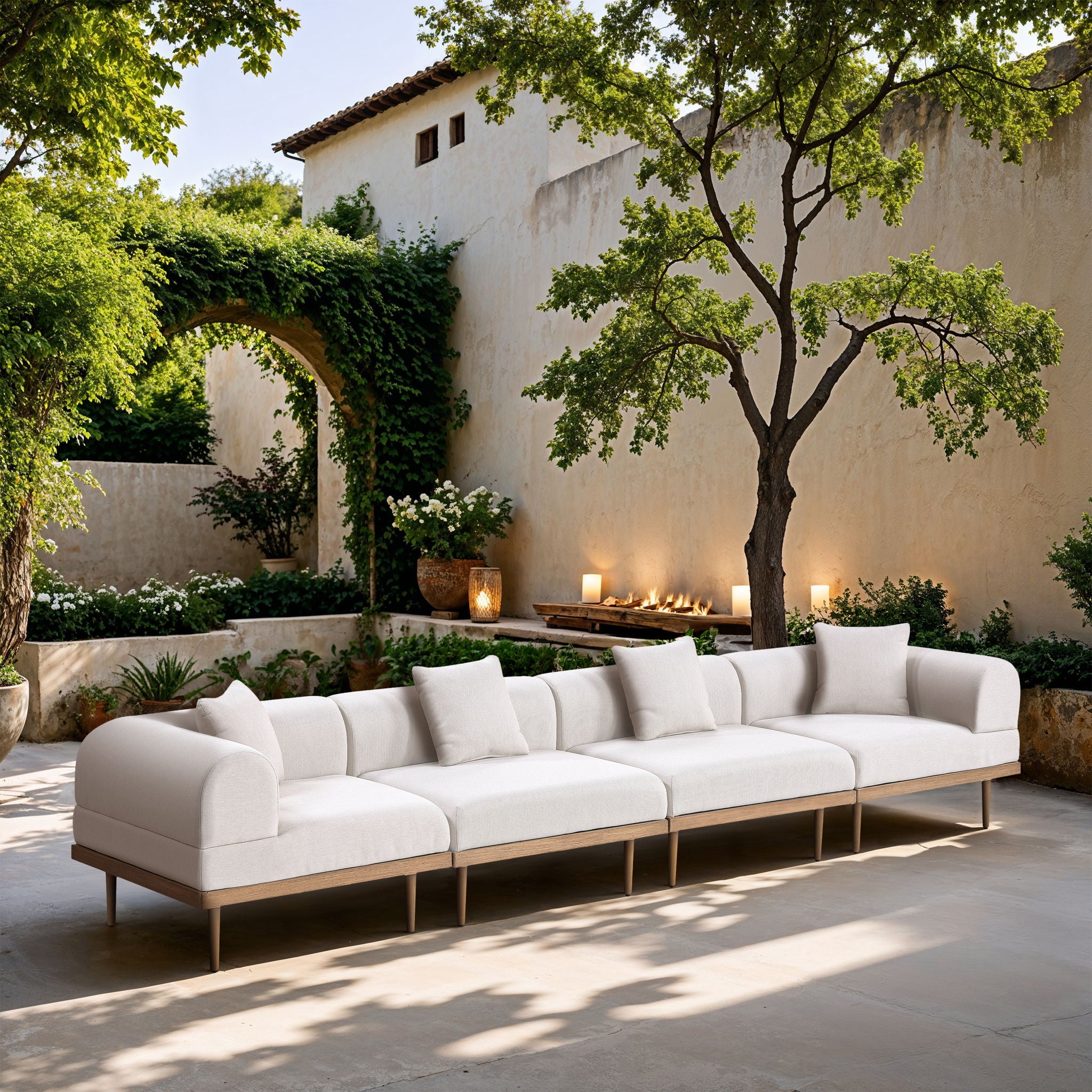 Laguna - 4 Piece Resilient Water Resistant Fabric 142" Upholstered Outdoor Patio Modular Sofa - Urban Living Furniture (Los Angeles, CA)