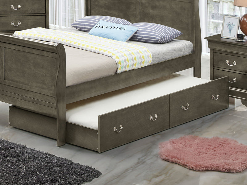 Full Elegant Trundle Bed With Timeless Charm - Gray