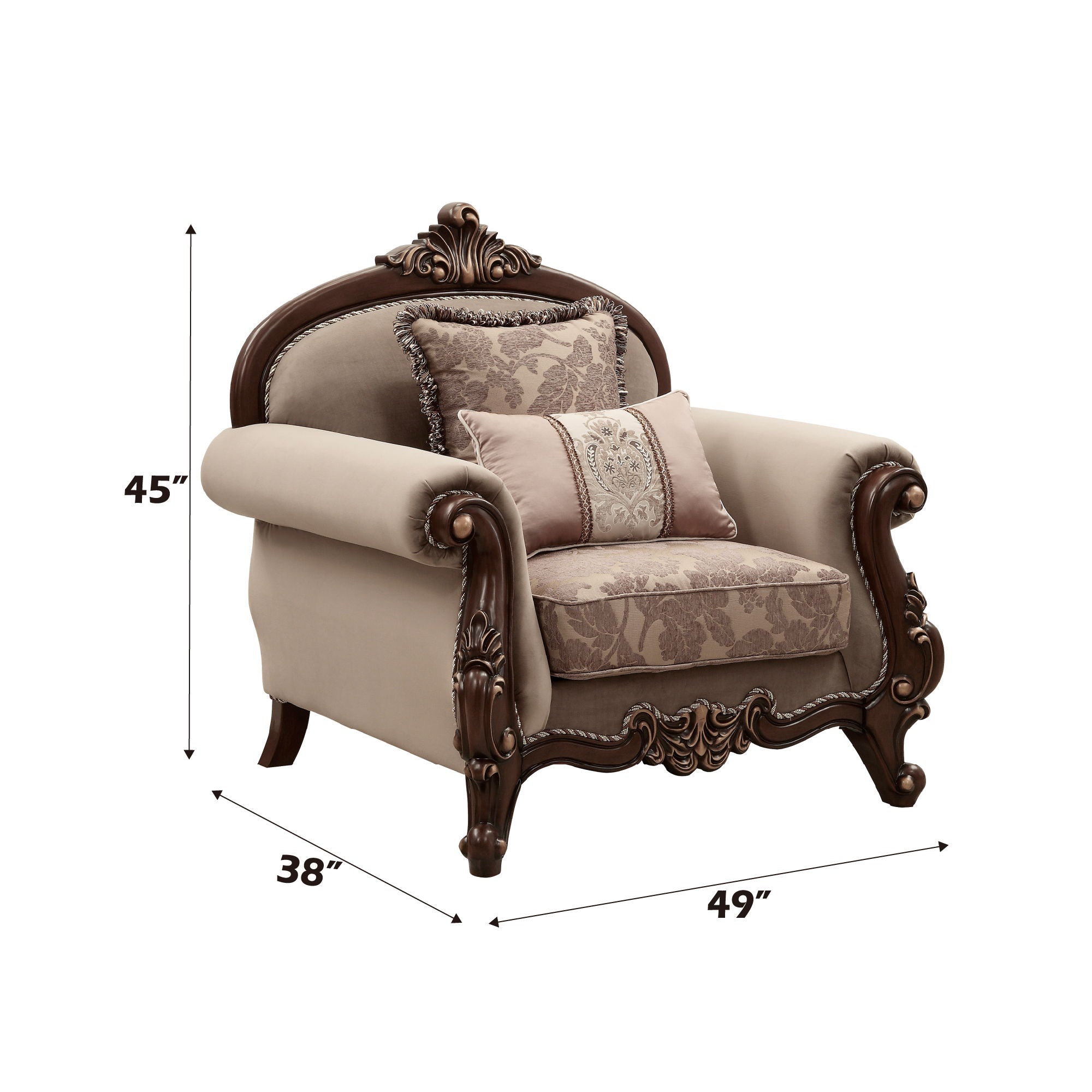 Mehadi - Chair With 2 Pillows - Velvet & Walnut - Urban Living Furniture (Los Angeles, CA)