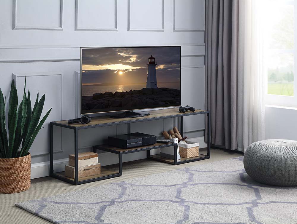 Idella - TV Stand - Rustic Oak & Black Finish - Urban Living Furniture (Los Angeles, CA)