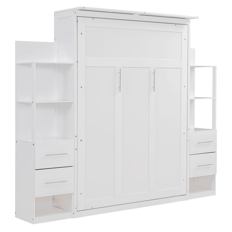 Murphy Wall Bed With LED Lights, Shelves And Drawers