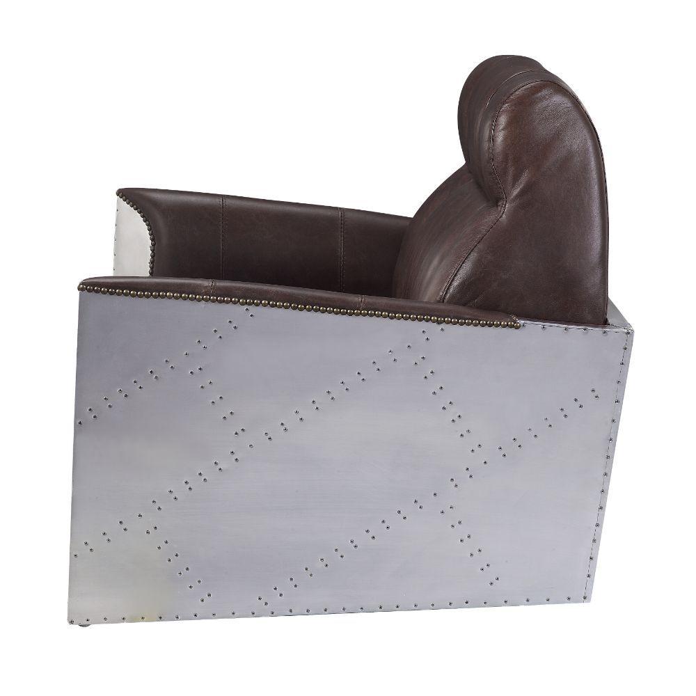 Brancaster - Accent Chair - Espresso Top Grain Leather & Aluminum - Urban Living Furniture (Los Angeles, CA)