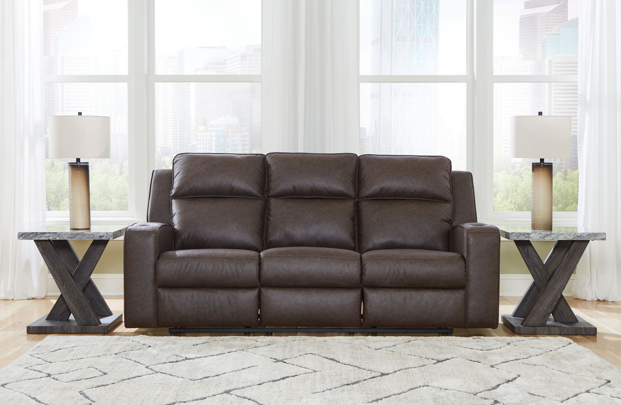 Lavenhorne - Granite - Rec Sofa W/Drop Down Table - Urban Living Furniture (Los Angeles, CA)