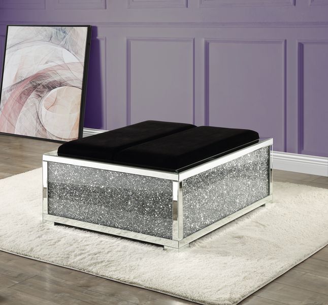 Noralie - Ottoman With Storage - Mirrored & Faux Diamonds - Urban Living Furniture (Los Angeles, CA)