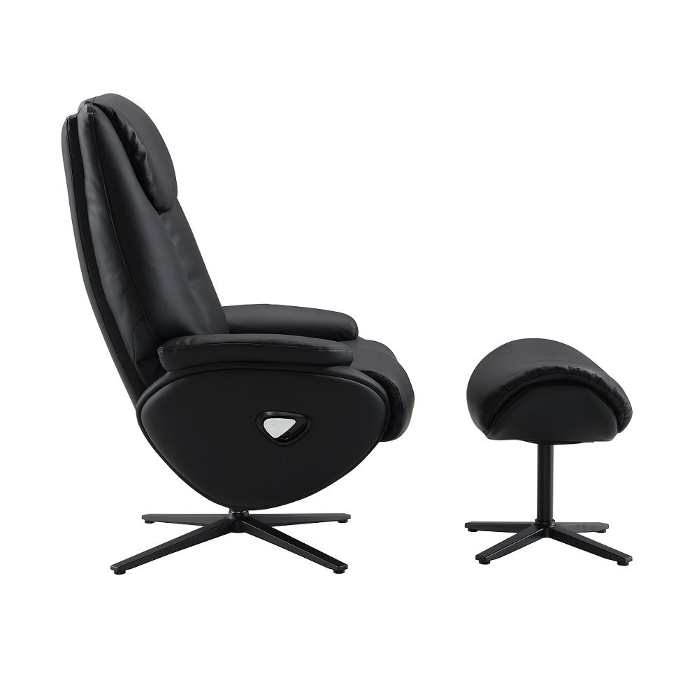 Labonita - Motion Accent Chair With Swivel & Ottoman - Black Top Grain Leather & Black - Urban Living Furniture (Los Angeles, CA)