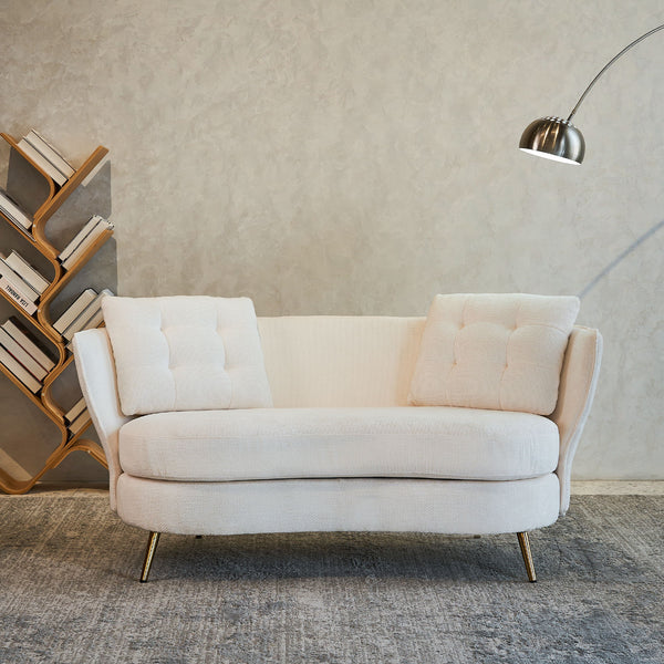 Loveseat Sofa, Upholstered Couch With Metal Legs