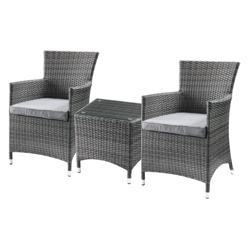 Tashelle - Patio Bistro Set - Gray Fabric & Gray Wicker - Urban Living Furniture (Los Angeles, CA)