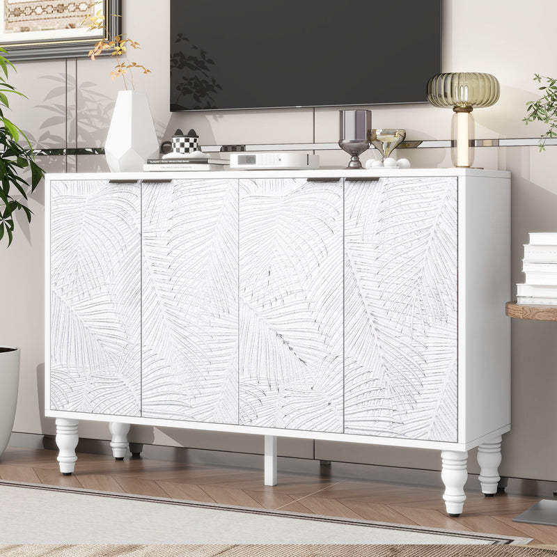 Modern TV Stand With 2 Spacious Storage Space And Anti-Tip Device