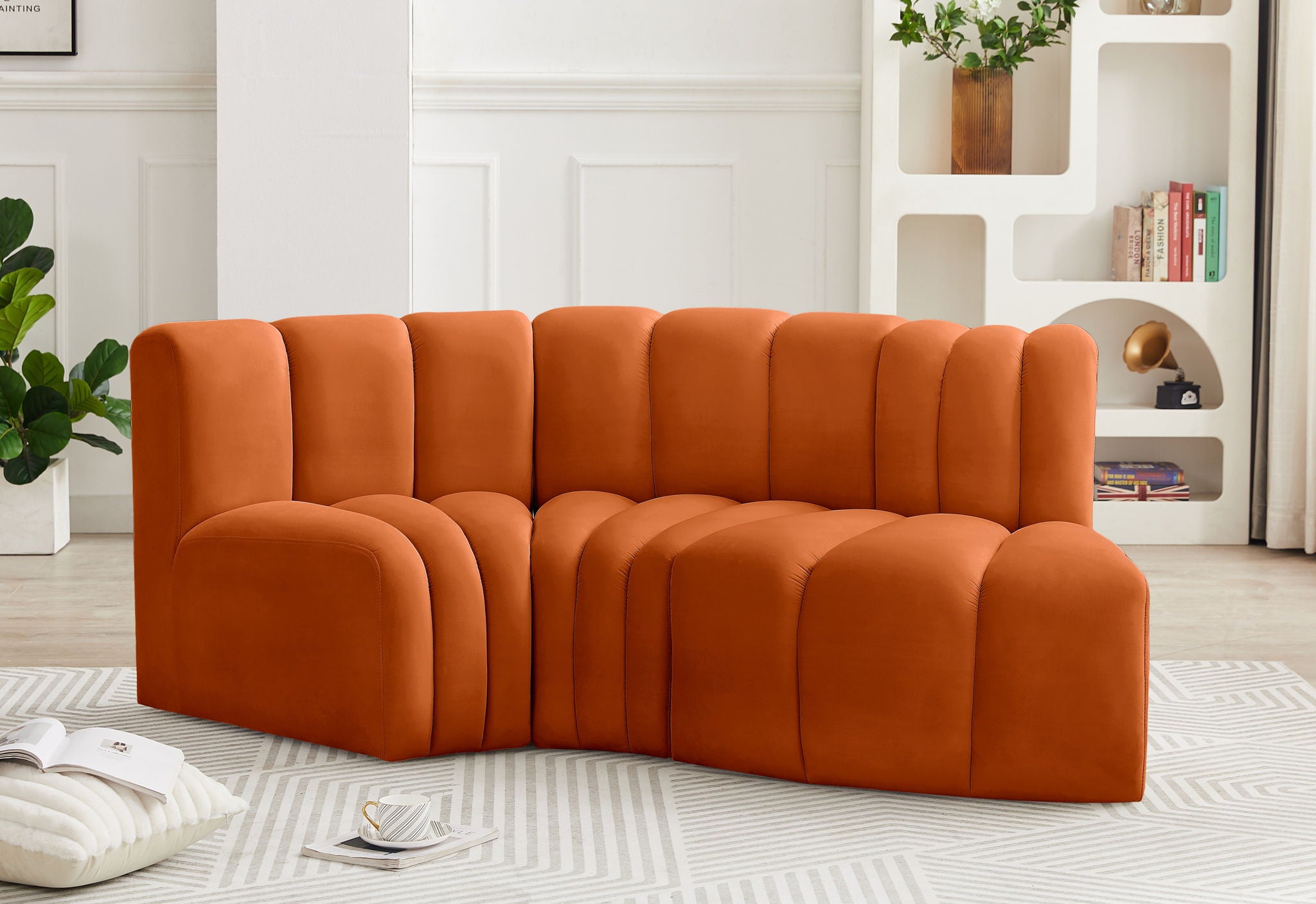 Arc - Velvet 3 Piece Modular L-Shaped Sofa