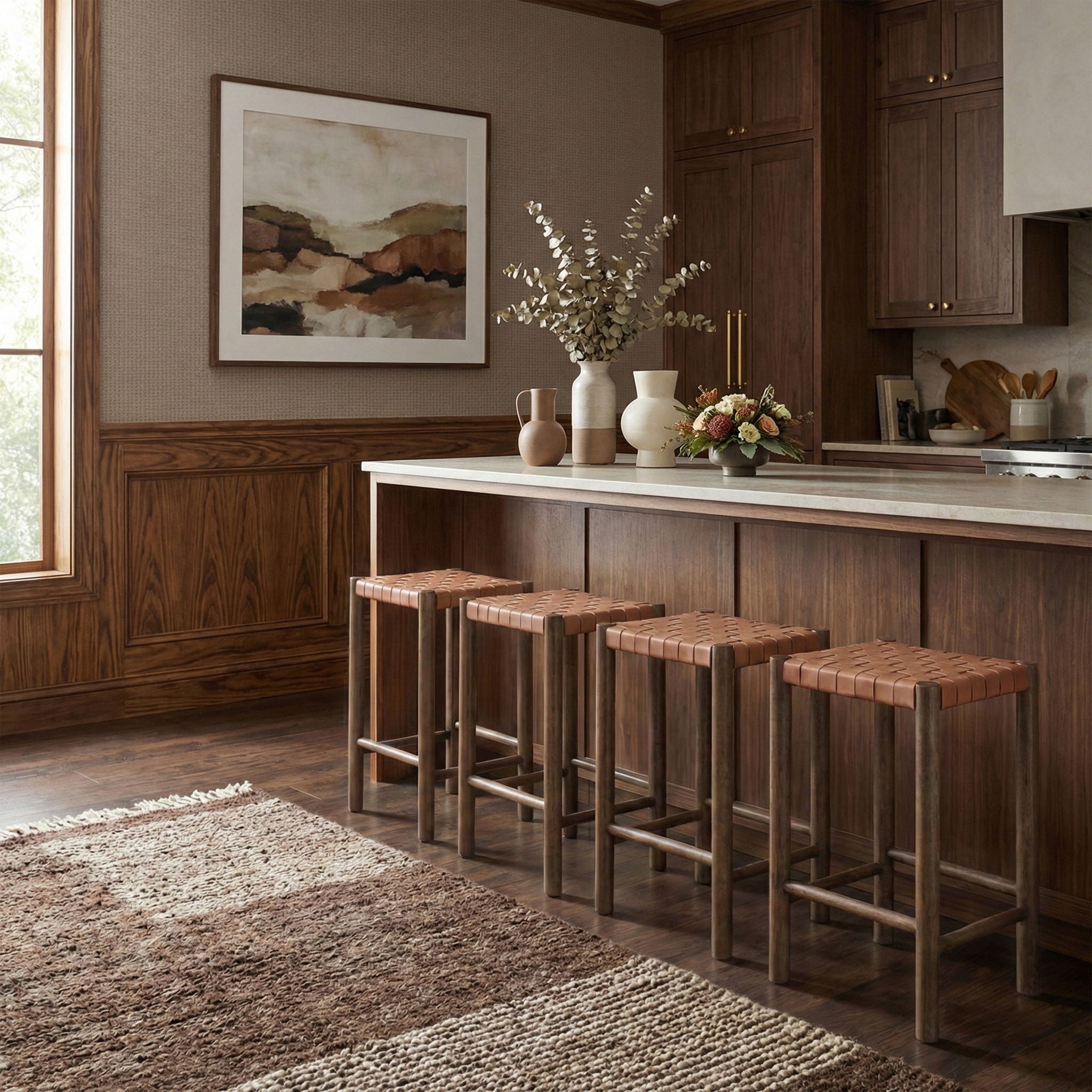 Entwine - Vegan Leather Upholstered Backless Counter Stool - Painted Brown - Urban Living Furniture (Los Angeles, CA)