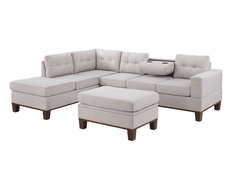 Hilo - Fabric Reversible Sectional Sofa With Dropdown Armrest, Cupholder, And Storage Ottoman - Urban Living Furniture (Los Angeles, CA)