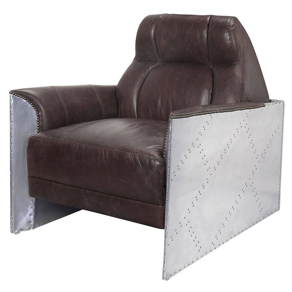 Brancaster - Accent Chair - Espresso Top Grain Leather & Aluminum - Urban Living Furniture (Los Angeles, CA)