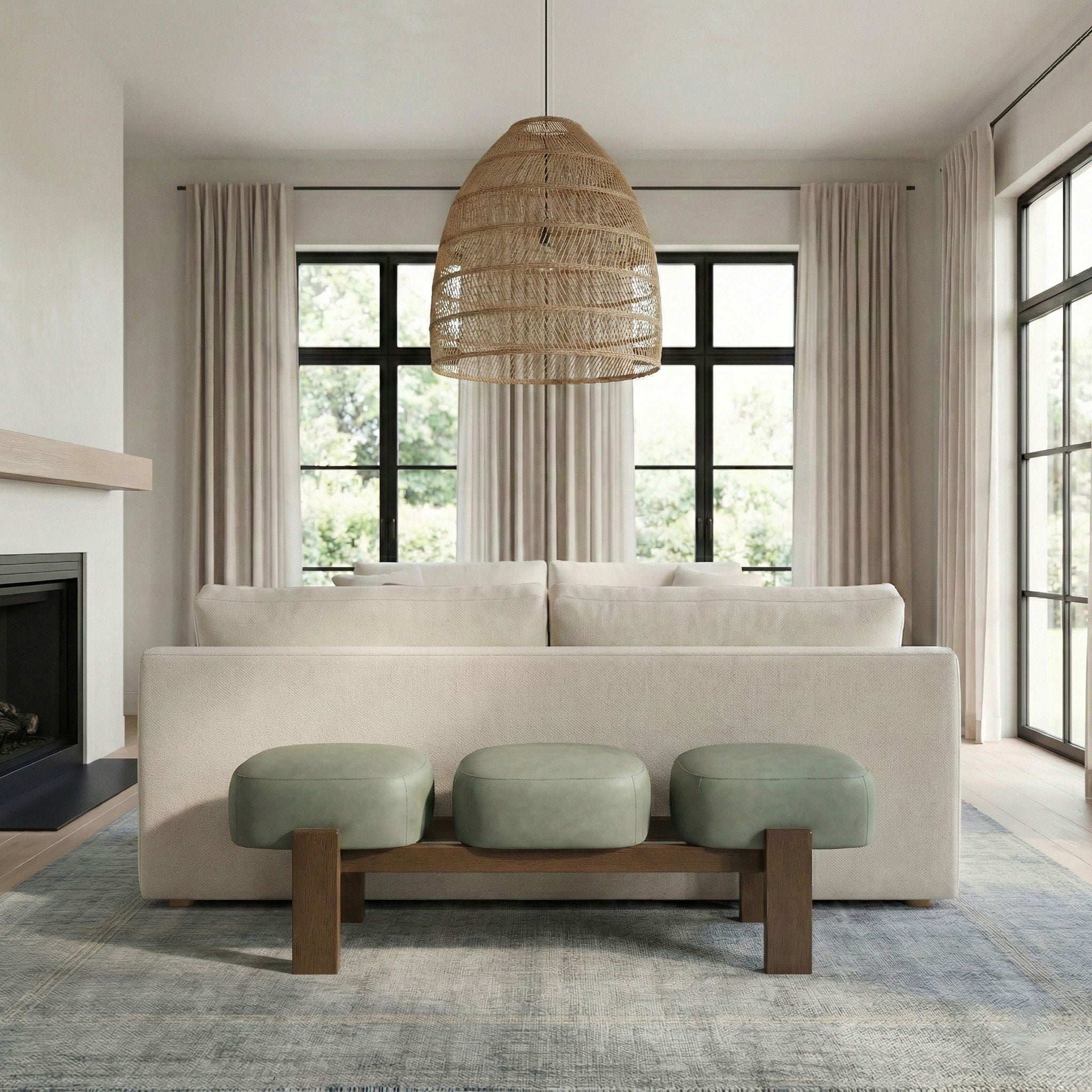 Woodcrest - Vegan Leather Upholstered Bench - Painted Brown Walnut Base - Urban Living Furniture (Los Angeles, CA)