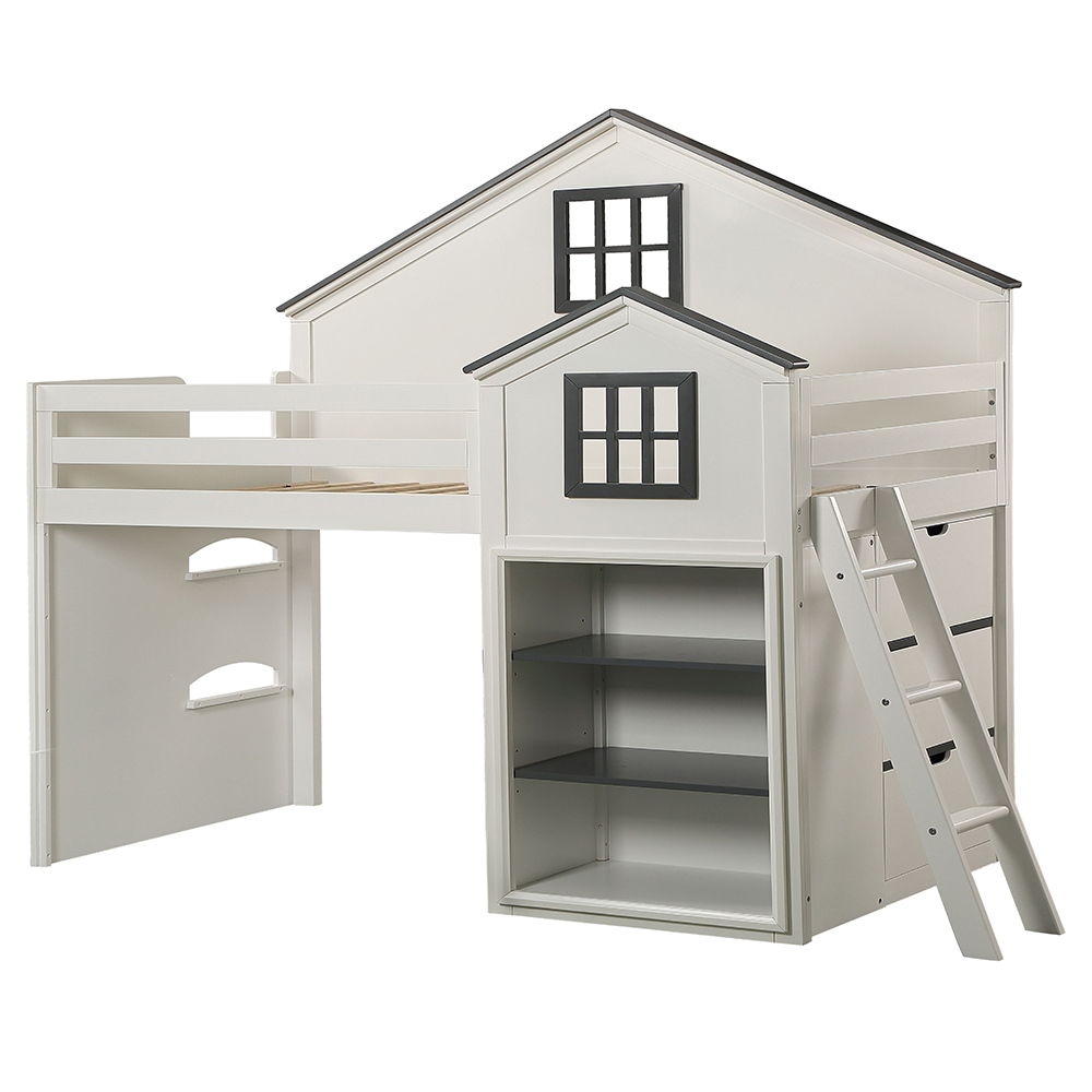 Ratana - Loft Bed - Gray & White - Urban Living Furniture (Los Angeles, CA)