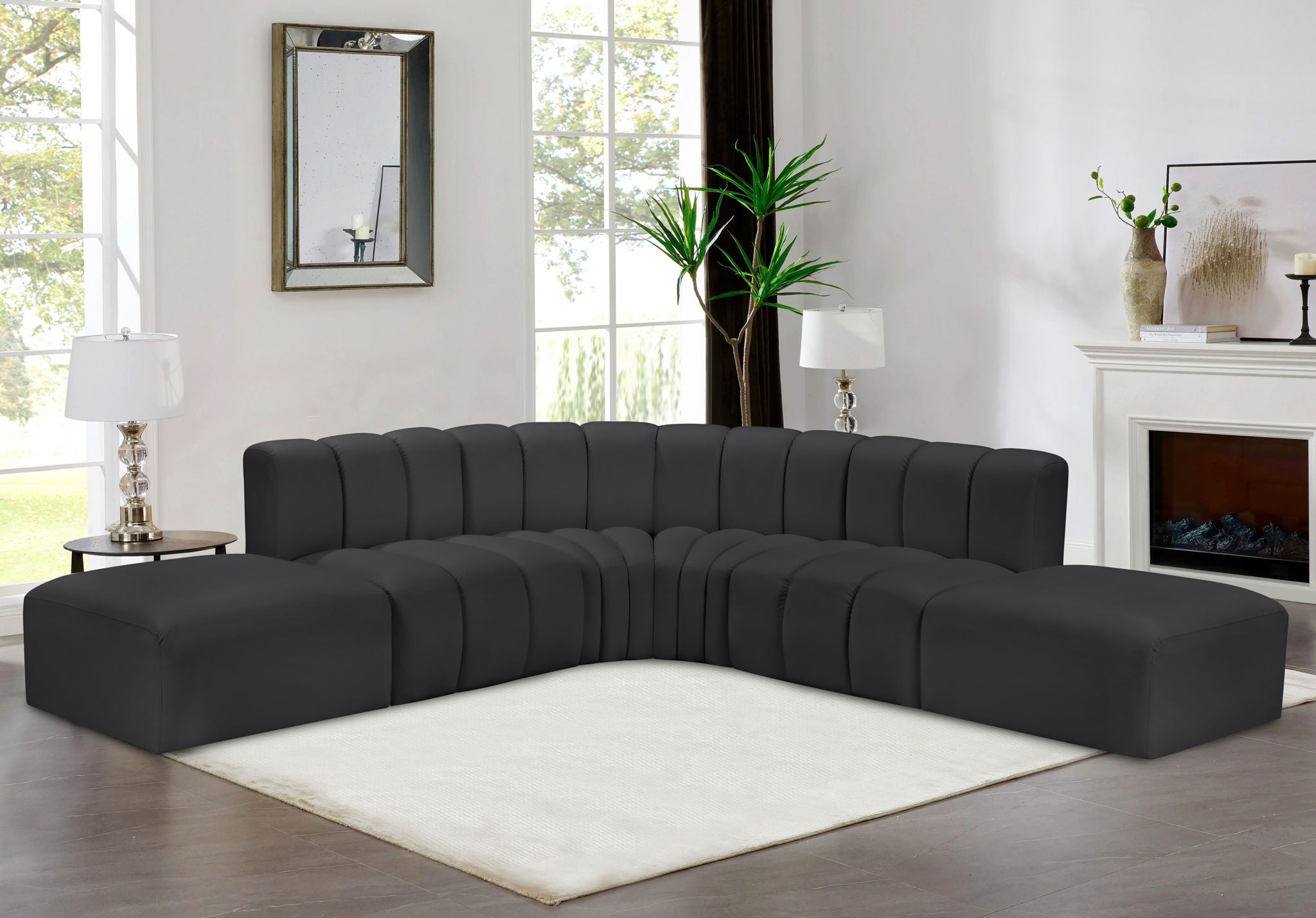 Arc - Faux Leather 6 Piece Corner Modular Sofa