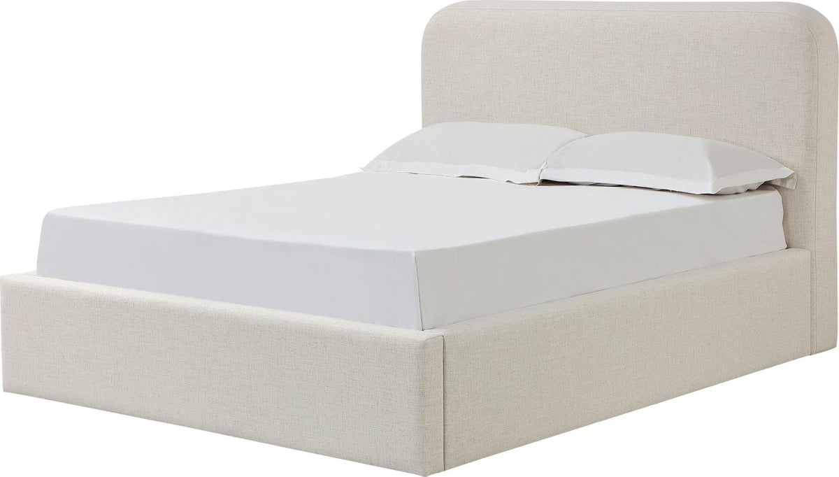 Virgil Off-White - Upholstered Platform Bed - Whipped Honey Linen