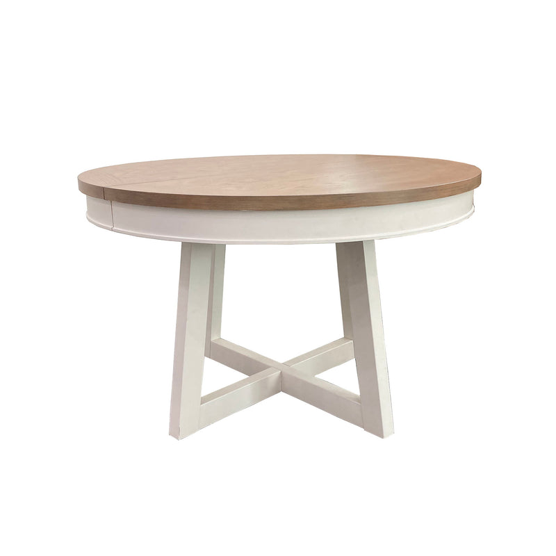 Americana Modern Dining - 48 - 66" Round Dining Table And 4 Barrel Chairs - Cotton