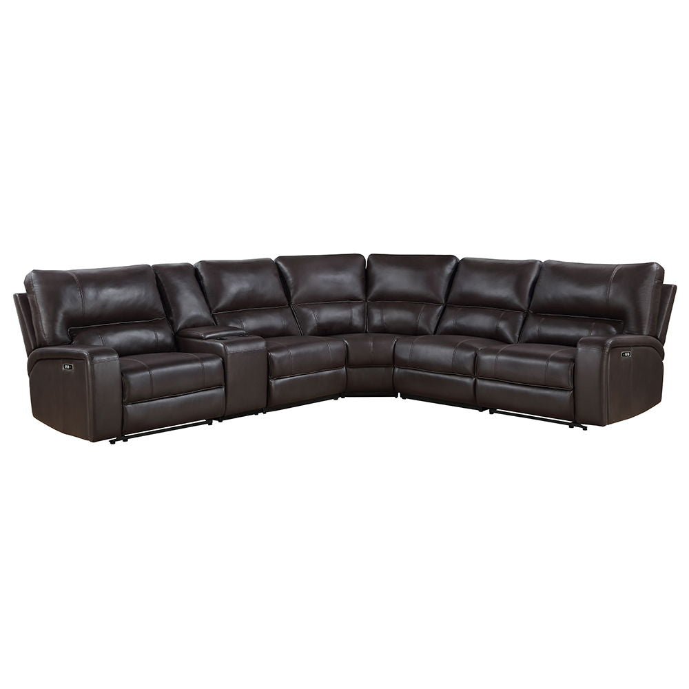 Saul - Power Motion Sectional Sofa - Espresso Leather-Aire - Urban Living Furniture (Los Angeles, CA)