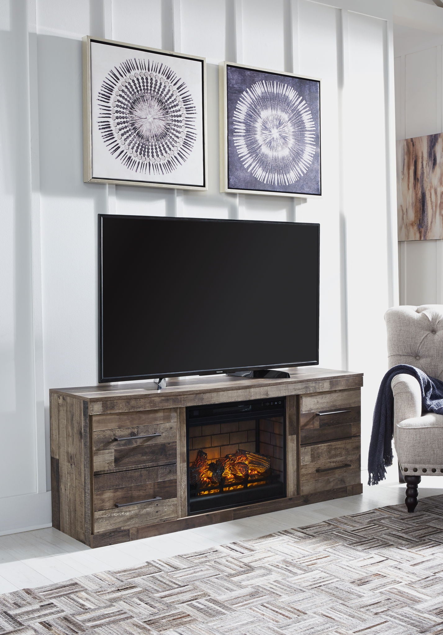 Derekson - Multi Gray - TV Stand With Electric Fireplace - Urban Living Furniture (Los Angeles, CA)