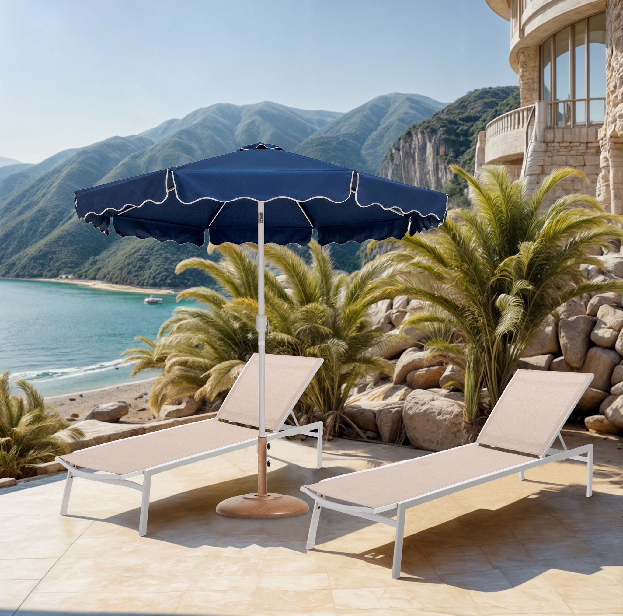 Amalfi - Patio Umbrella - Light Brown Base / White Pole - Urban Living Furniture (Los Angeles, CA)