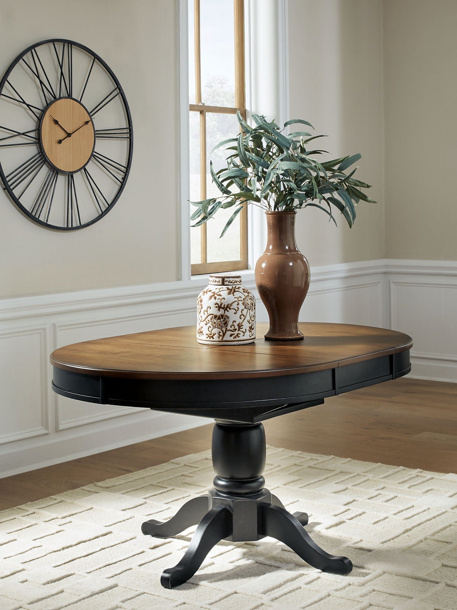 Clorazi - Oval Dining Room Butterfly Extension Table - Black / Brown - Urban Living Furniture (Los Angeles, CA)