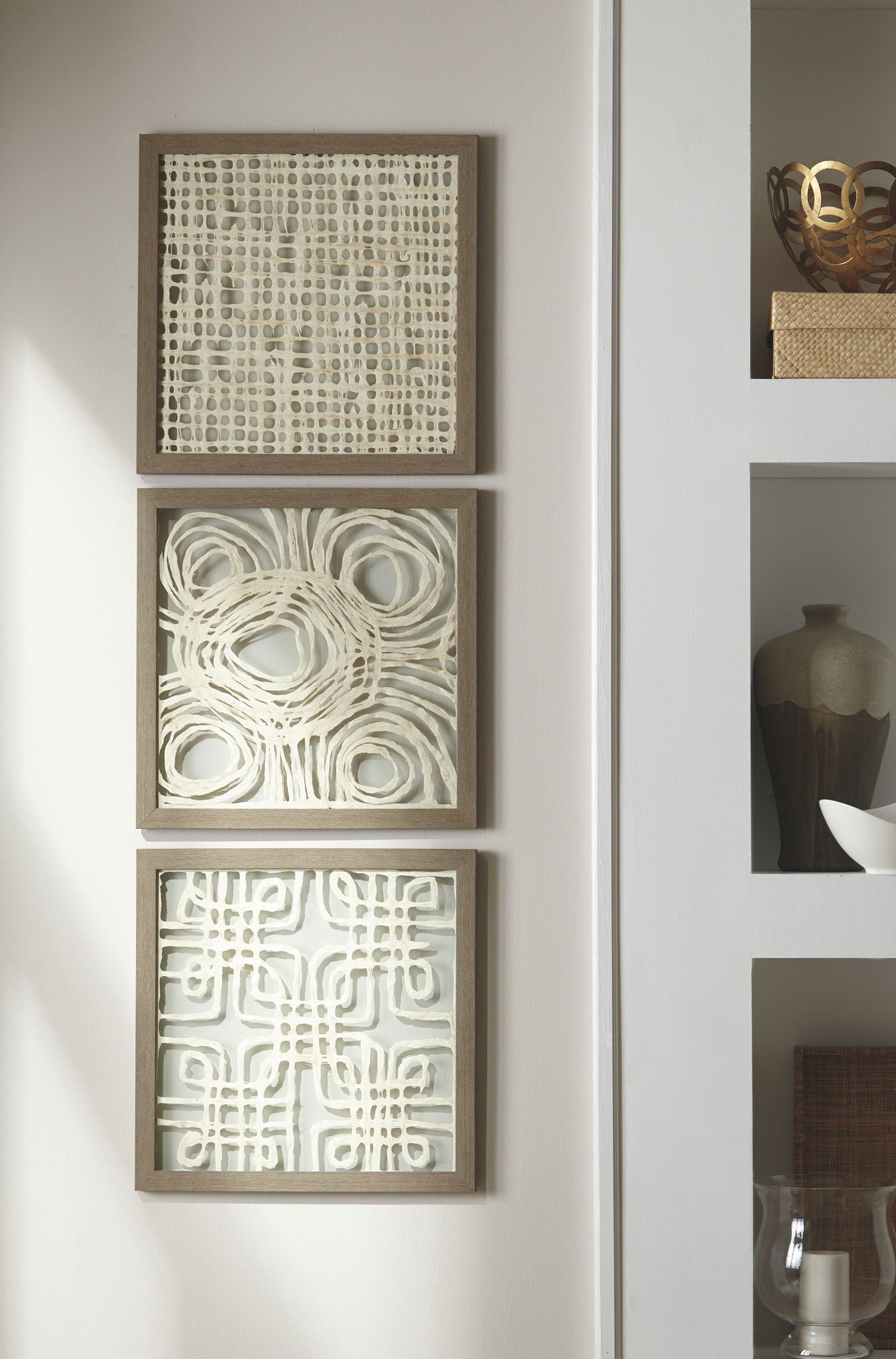 Odella - Cream / Taupe - Wall Decor Set (Set of 3) - Urban Living Furniture (Los Angeles, CA)