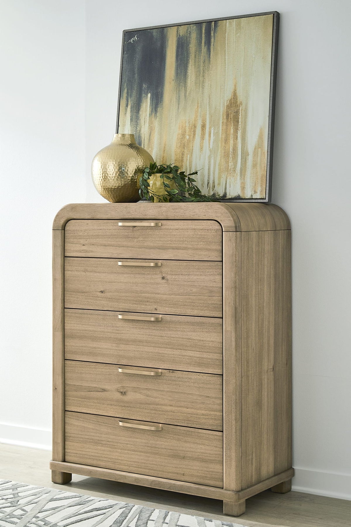 Kione - Five Drawer Acacia Wood Chest - Lioness