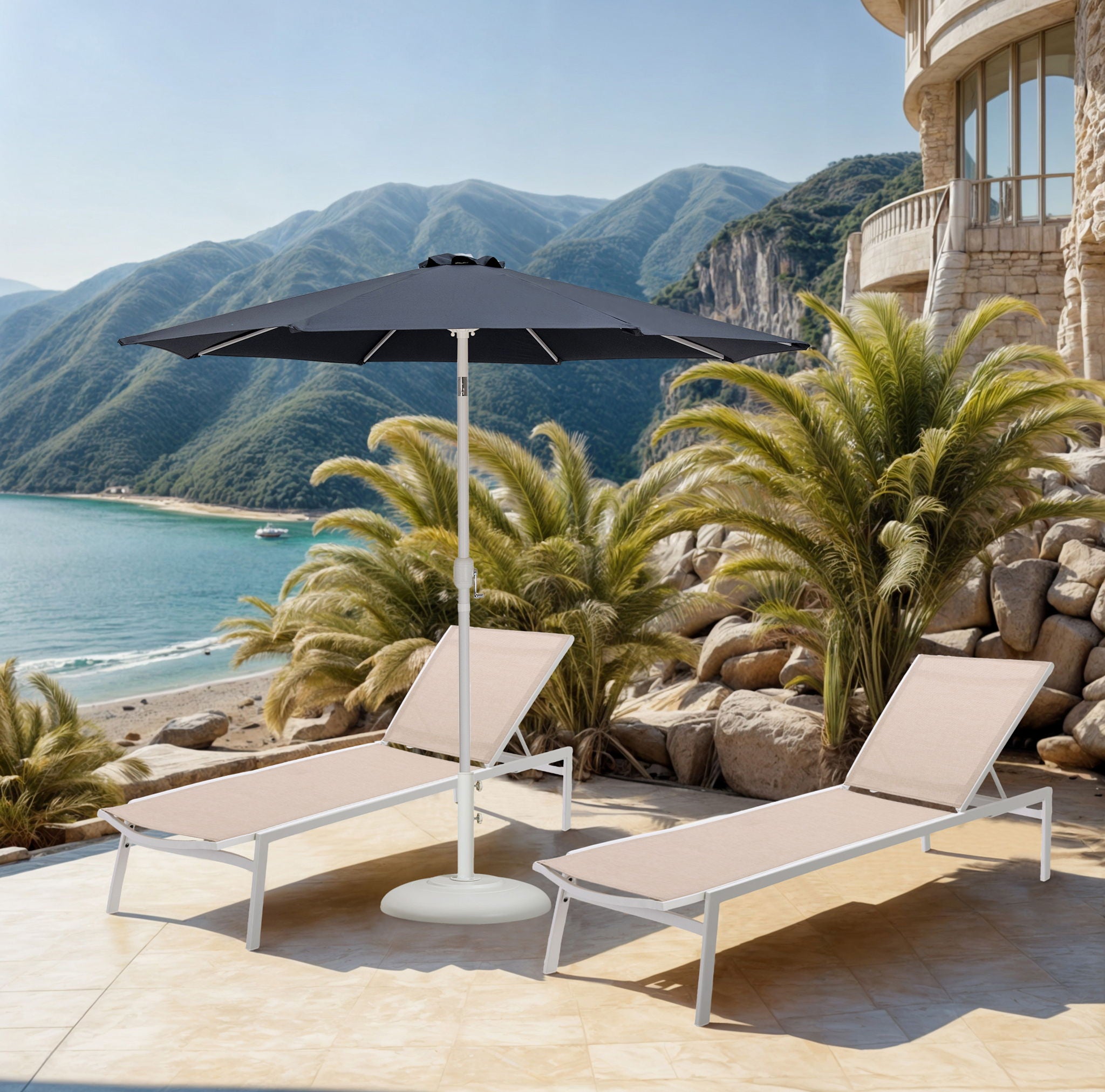 Fiji - Aluminum Patio Umbrella With Round White Base - Urban Living Furniture (Los Angeles, CA)
