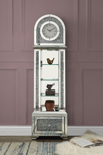 Noralie - 63" Glam Grandfather Clock With LED - Mirrored & Faux Diamonds - Urban Living Furniture (Los Angeles, CA)