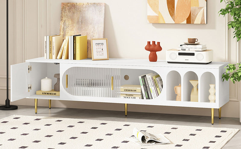 Modern TV Stand With 3 Shelves And 2 Cabinets