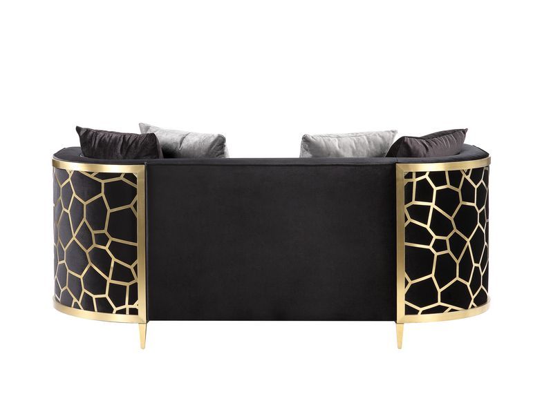 Fergal - Loveseat - Black Velvet & Gold Finish - Urban Living Furniture (Los Angeles, CA)
