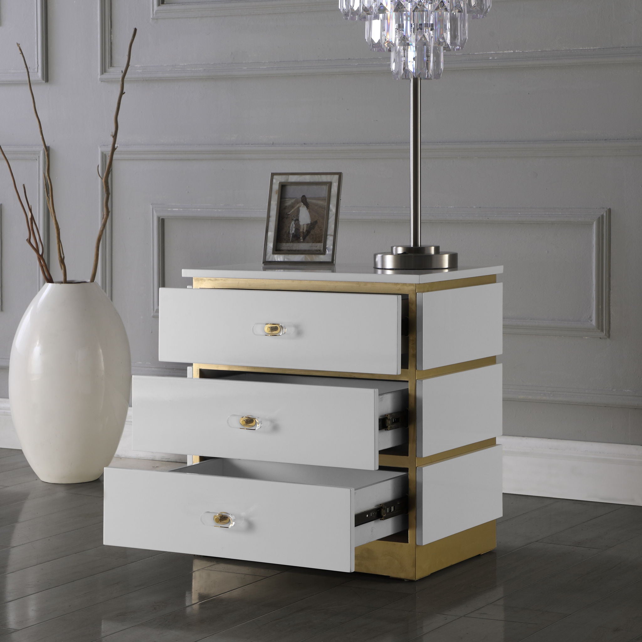 Esme - Side Table - White Lacquer - Urban Living Furniture (Los Angeles, CA)