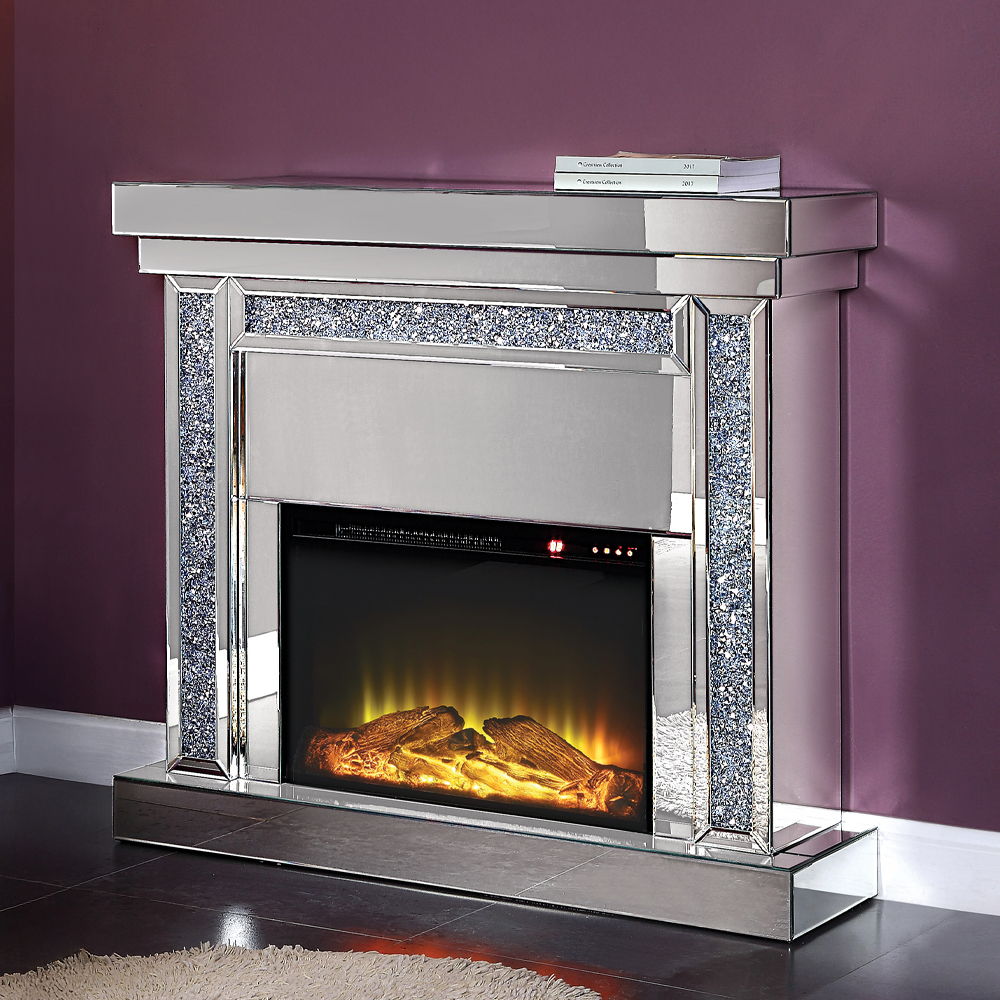 Noralie - 42" Fireplace - Mirrored & Faux Diamonds - Urban Living Furniture (Los Angeles, CA)
