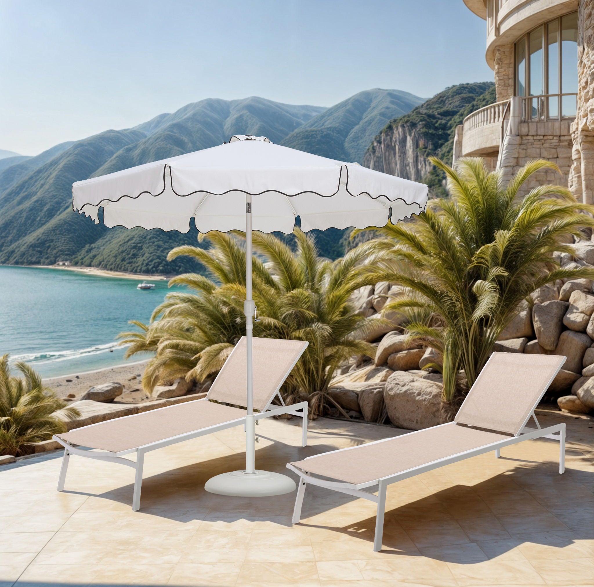 Amalfi - Patio Umbrella - White Base / White Pole - Urban Living Furniture (Los Angeles, CA)