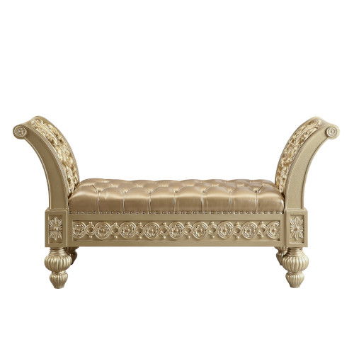 Seville - Bench - Tan PU & Gold Finish - Urban Living Furniture (Los Angeles, CA)