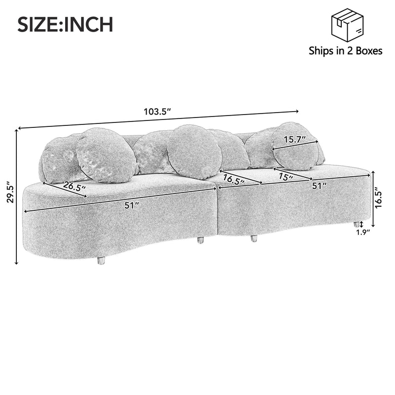 Modern Living Room Sofa Lamb Velvet Upholstered For Home