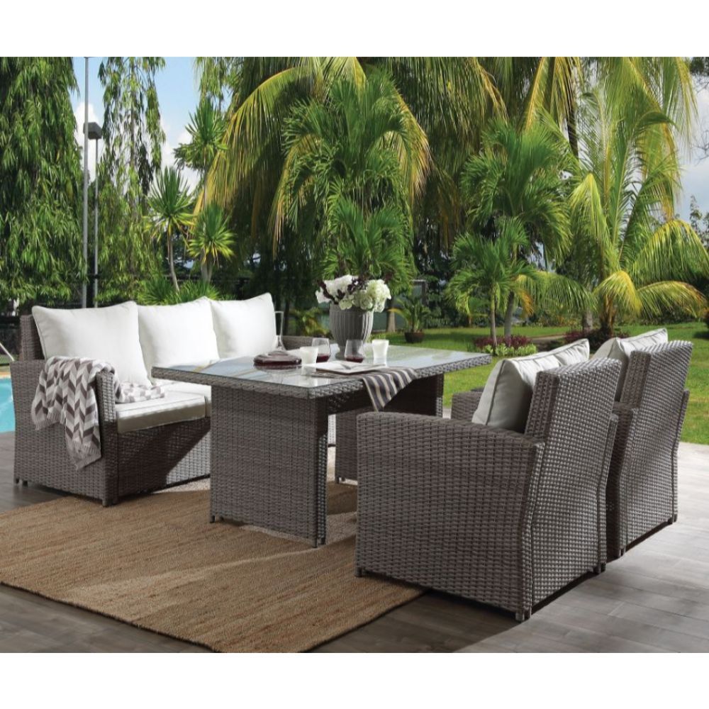 Tahan - Patio Set - Fabric & 2-Tone Gray Wicker - Urban Living Furniture (Los Angeles, CA)