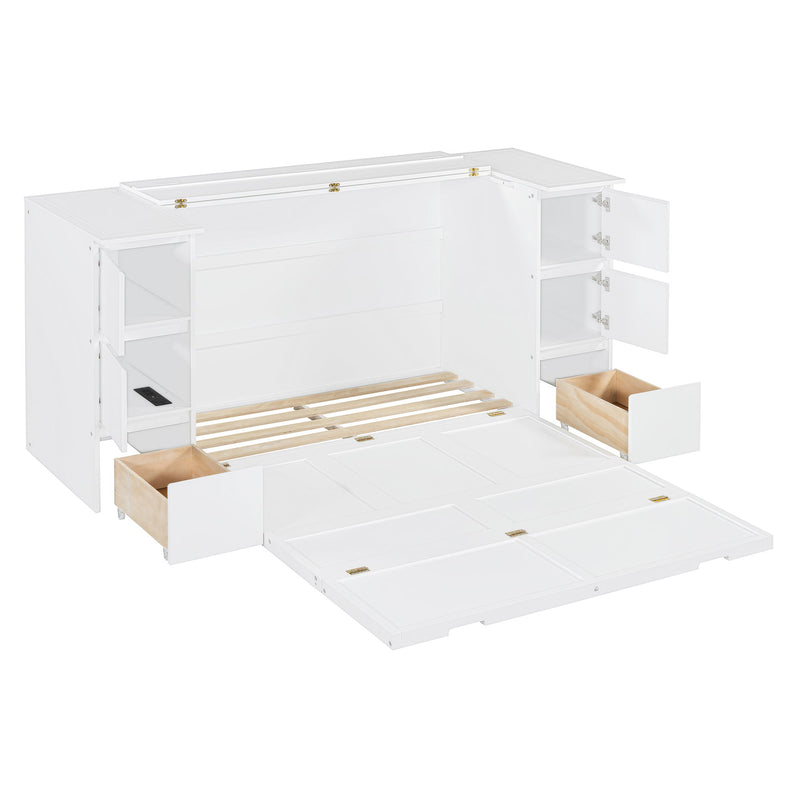 Murphy Bed With Drawers, Cabinets, And USB Ports
