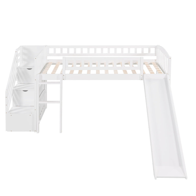 Loft Stairway Bed With 2 Drawers And Slide
